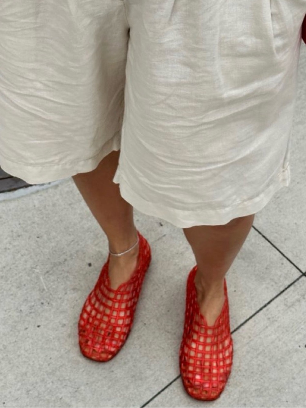 Jelly Red Woven Lattice Slide Sandals
